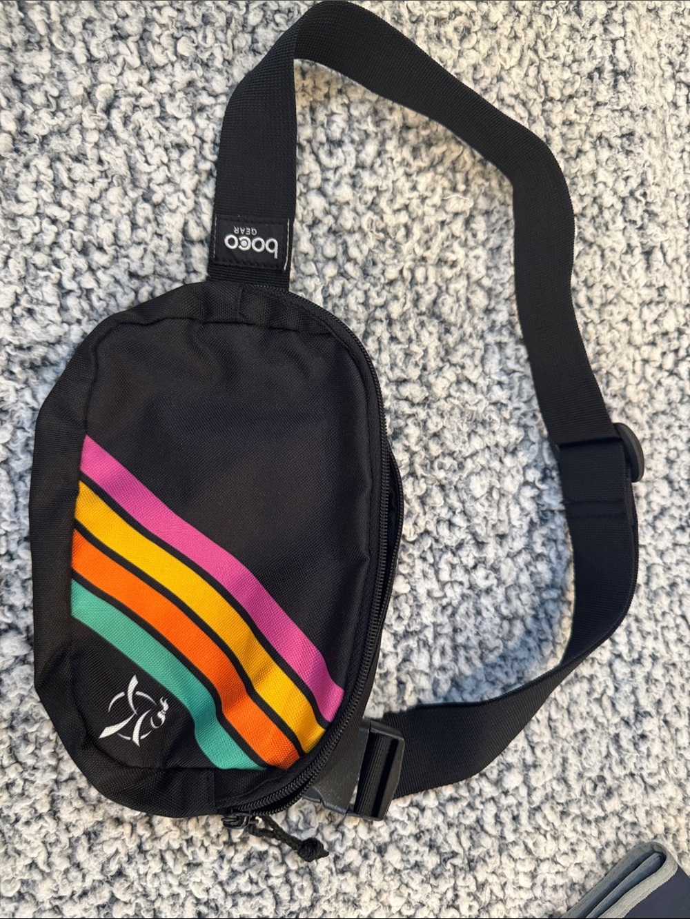 Girls on the run boco gear Black Crossbody Sling Bag with Colorful Stripes